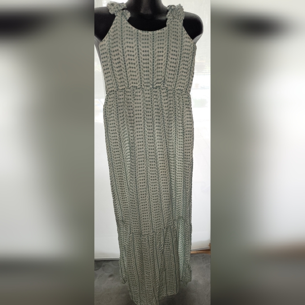 Jessica Simpson Maxi Sundress Eyelet Lace Ruffled Strap sz SMALL boho
